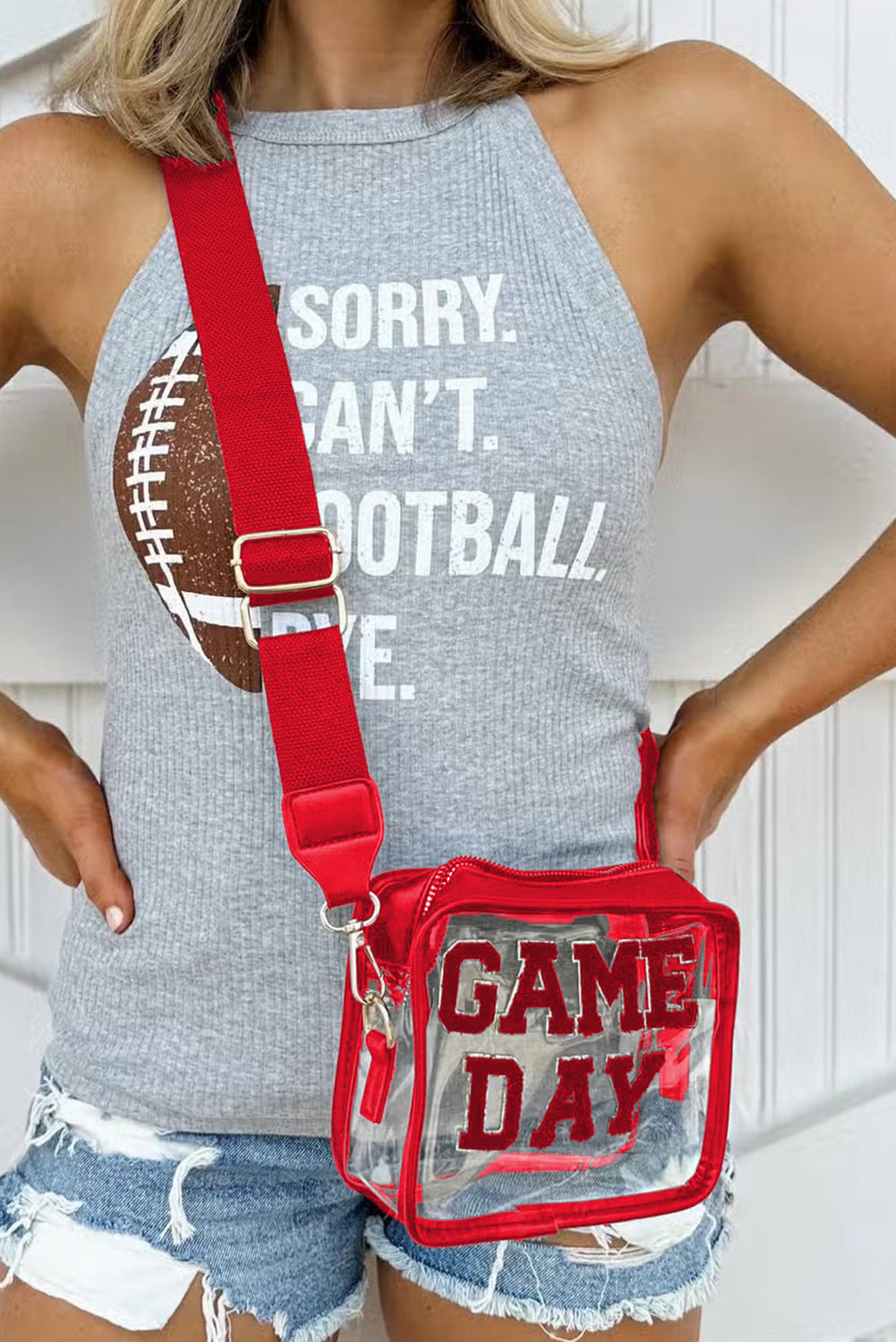 Black Clear PVC Game Day Shoulder Bag