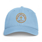 Coastal Cross Washed Cap — Beachy Palm Cross Embroidered Dad Hat