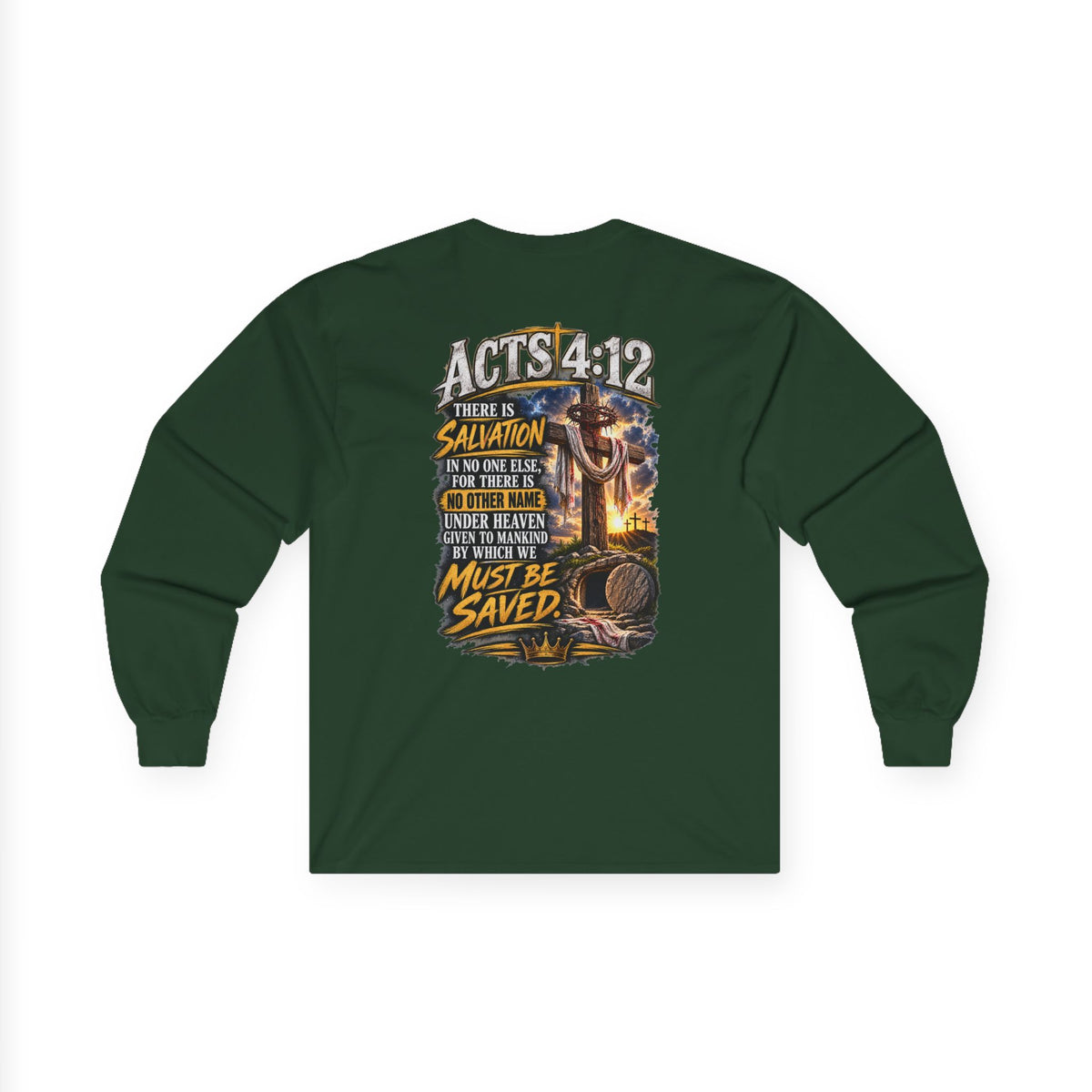 Long Sleeve Tee — "Found" Christian Faith Design (Acts 4:12)