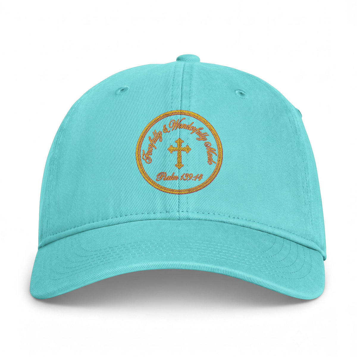 Coastal Cross Washed Cap — Beachy Palm Cross Embroidered Dad Hat