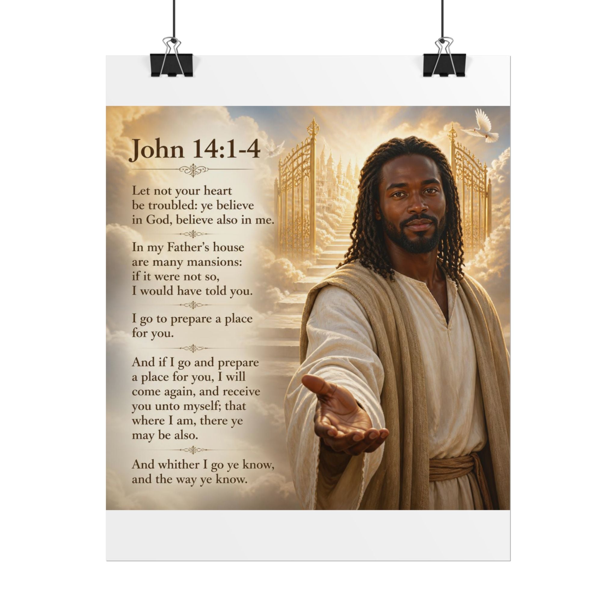 John 14:1-4 Jesus with Open Hand Rolled Poster