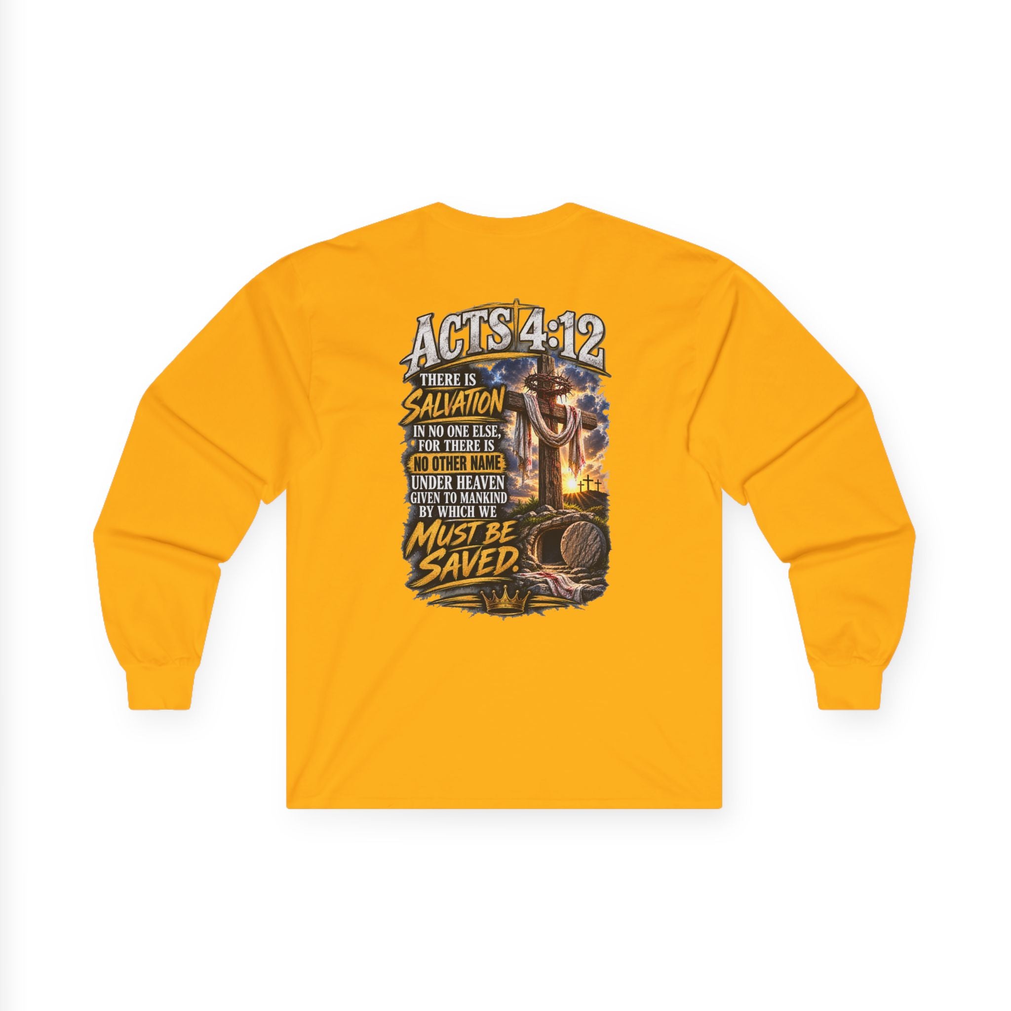 Long Sleeve Tee — "Found" Christian Faith Design (Acts 4:12)