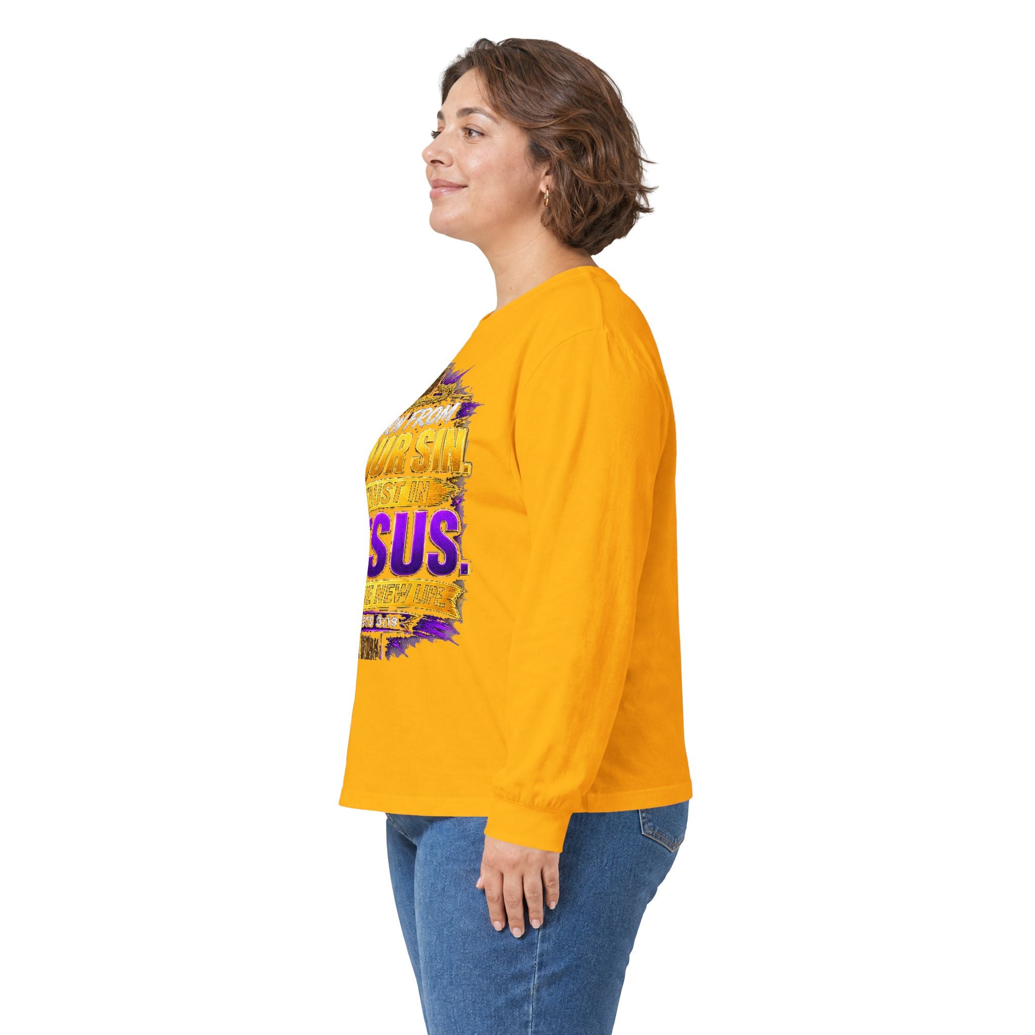 Your Sin. Trust in Jesus. — Acts 4:12 Long-Sleeve Tee