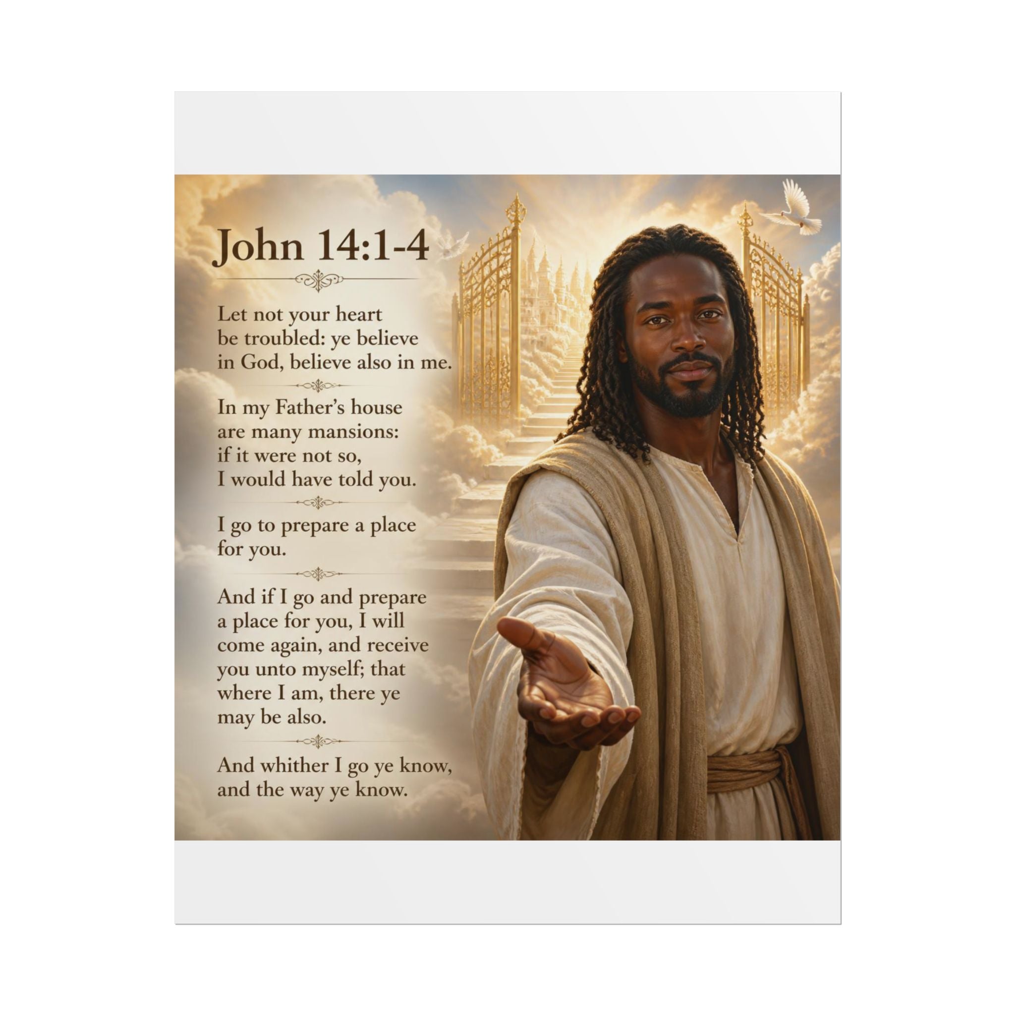 John 14:1-4 Jesus with Open Hand Rolled Poster