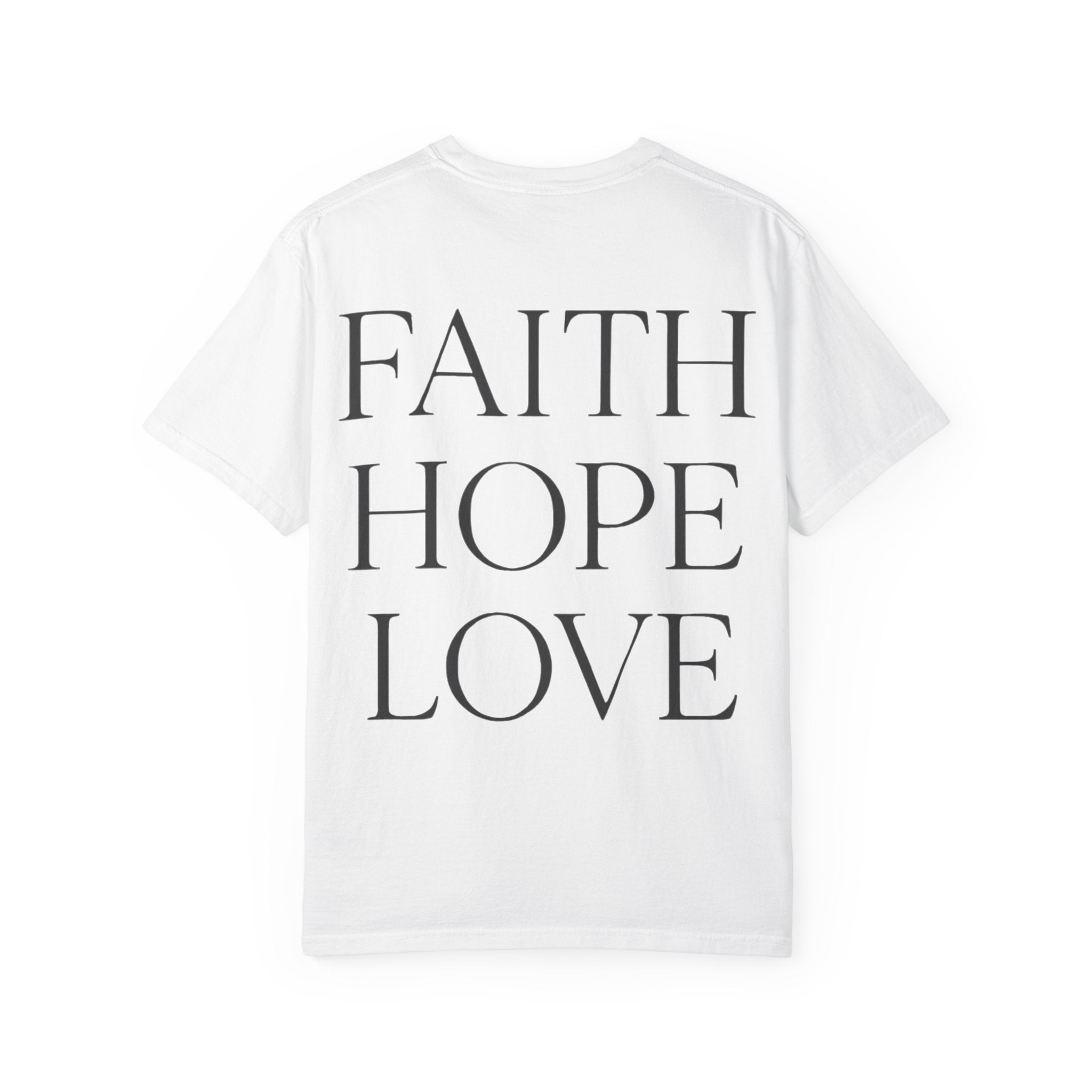 Faith Hope Love T-Shirt — “Justice delayed is justice denied” Quote Tee
