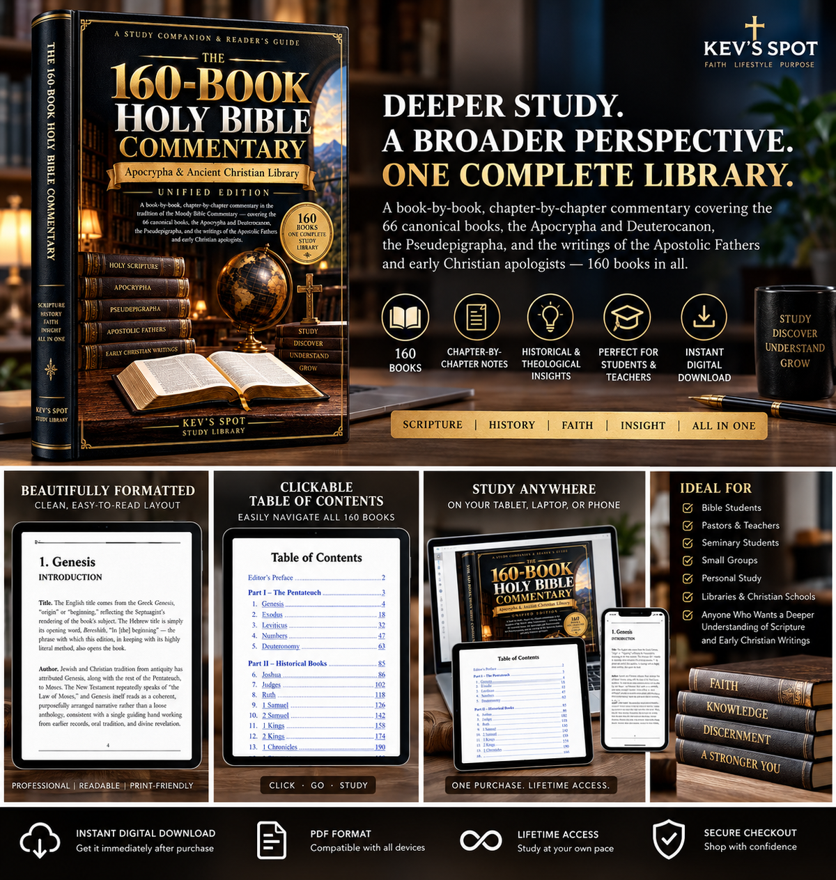 The 160-Book Holy Bible Commentary product promotional mockup