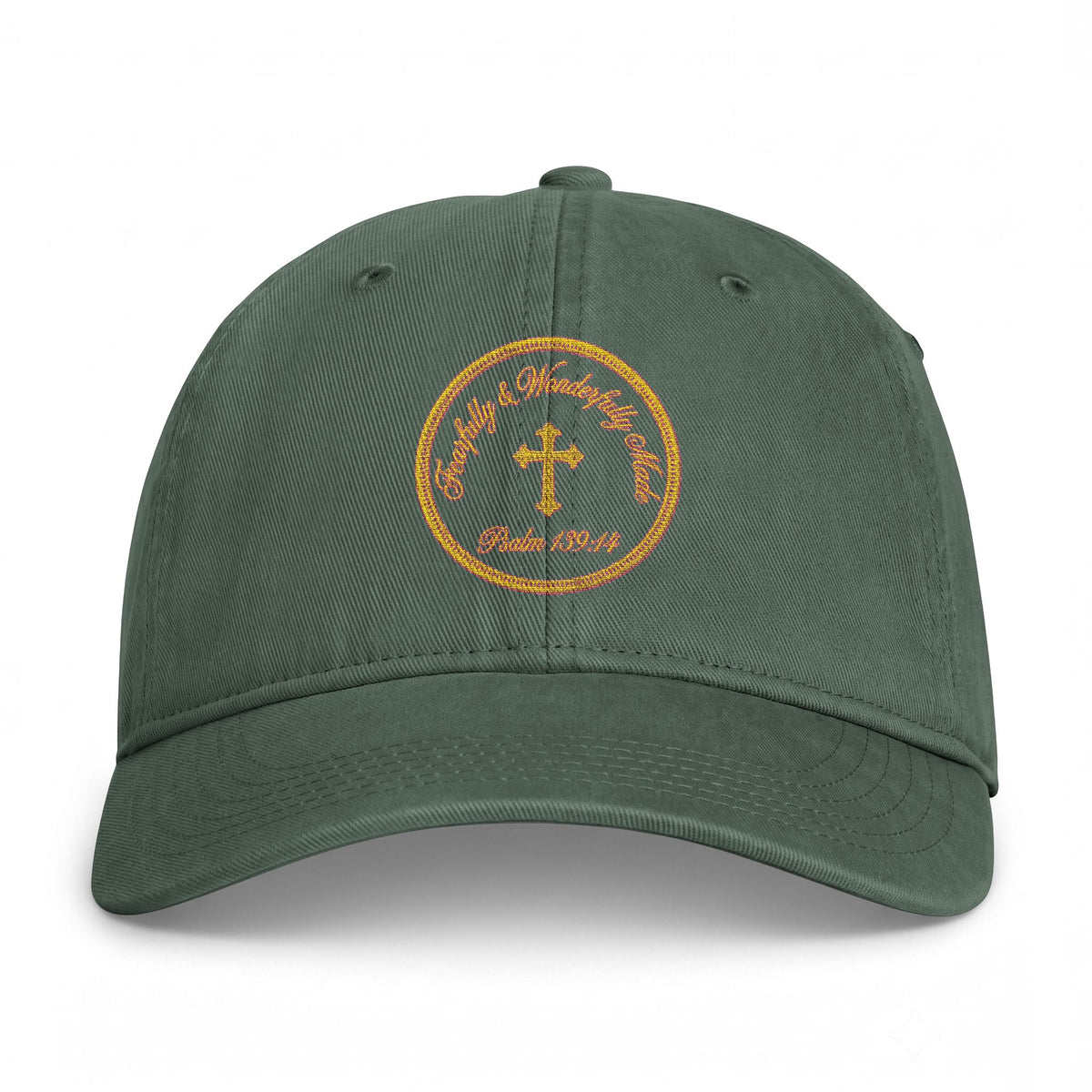 Coastal Cross Washed Cap — Beachy Palm Cross Embroidered Dad Hat