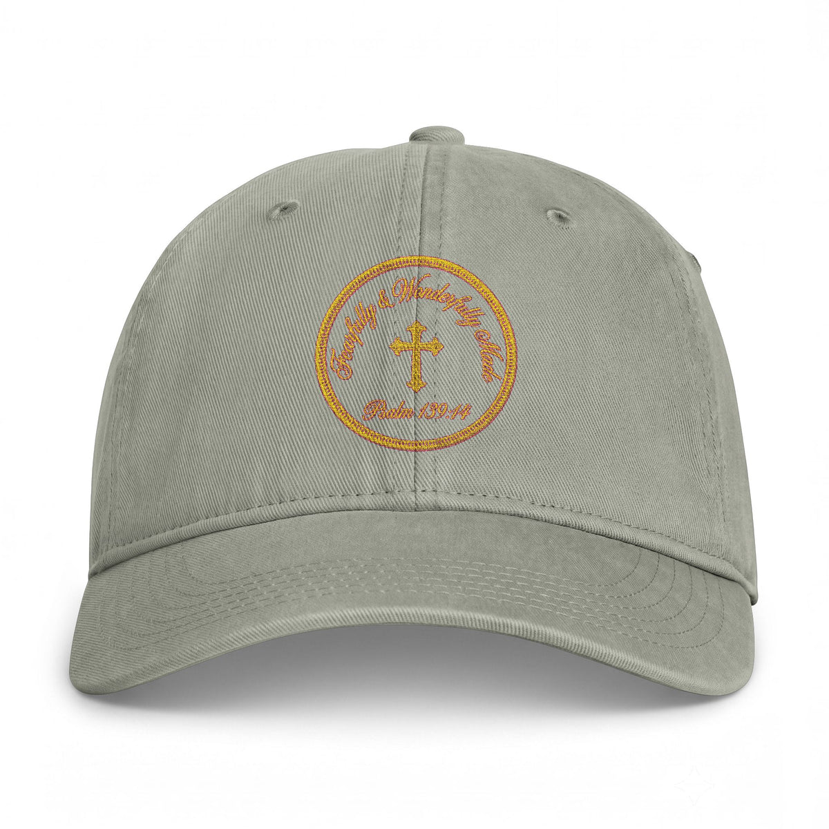 Coastal Cross Washed Cap — Beachy Palm Cross Embroidered Dad Hat