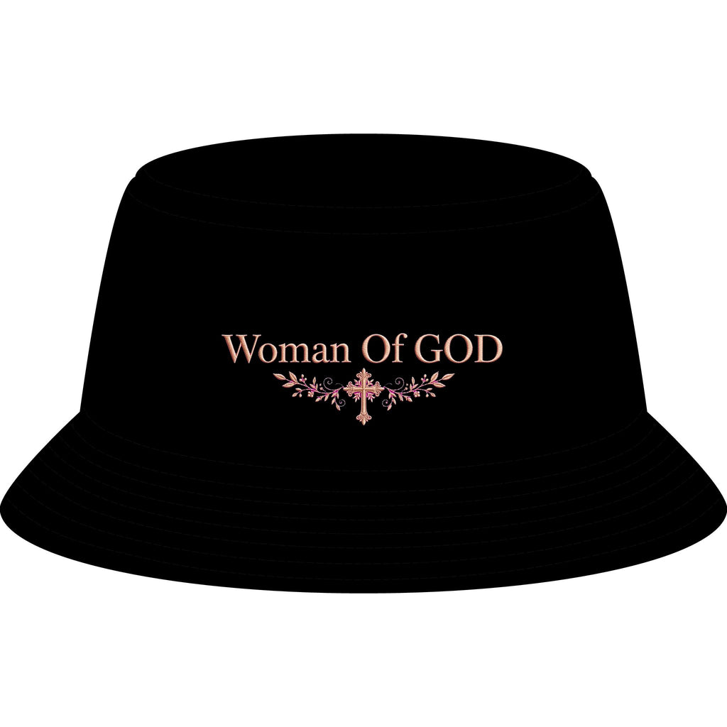 Bucket Hat — "Woman Of GOD" Embroidered Faith Baseball Cap Style