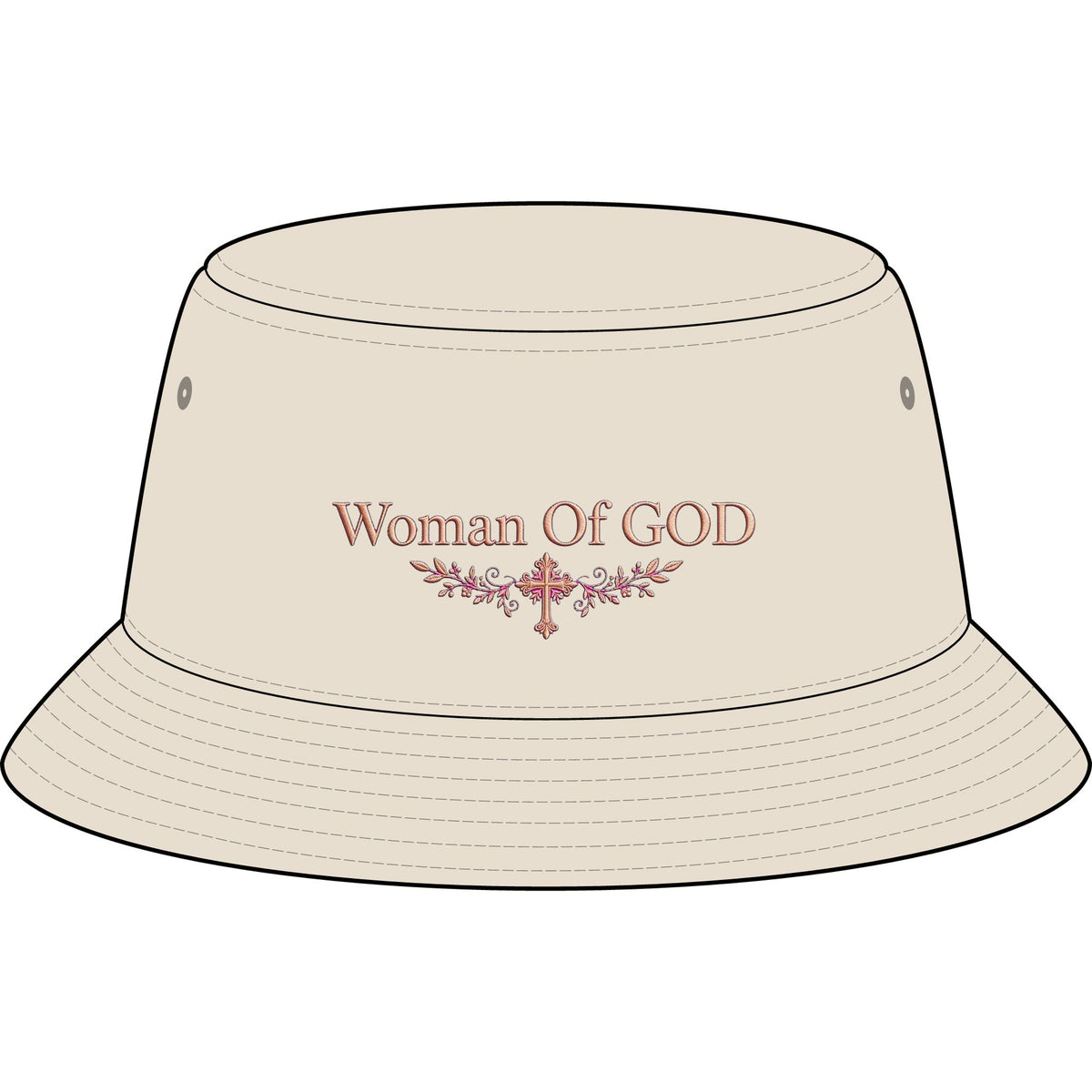 Bucket Hat — "Woman Of GOD" Embroidered Faith Baseball Cap Style