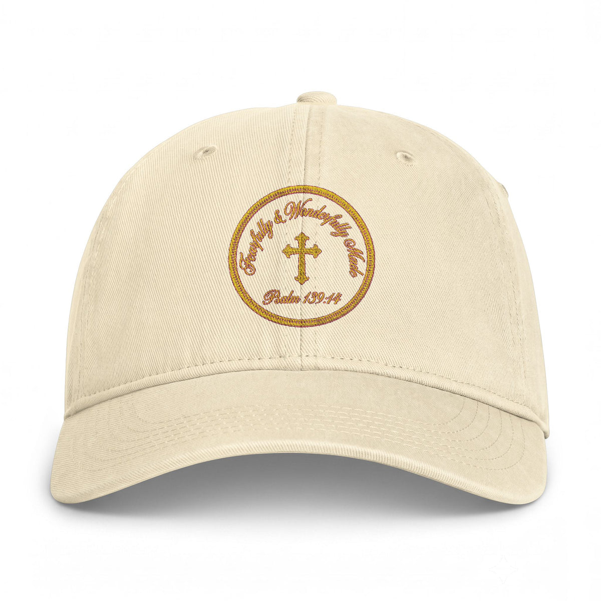 Coastal Cross Washed Cap — Beachy Palm Cross Embroidered Dad Hat
