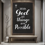 Matthew 19:26 — With God All Things Are Possible Faith Sign Canvas