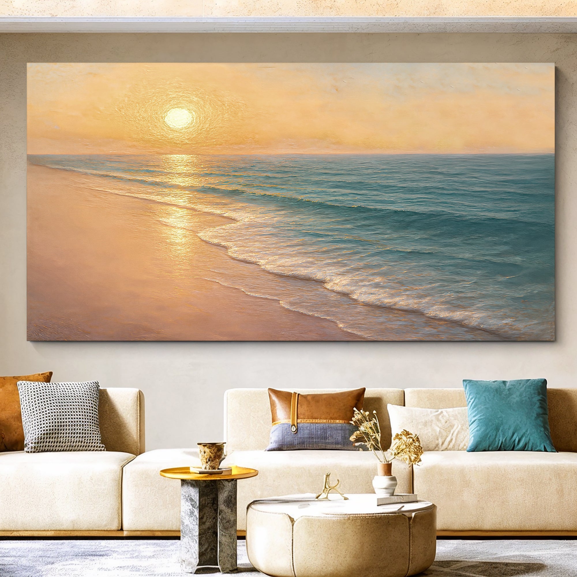 Beach Shoreline Coastal Canvas Wall Art (Version 2)