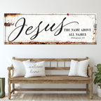 Jesus — The Name Above All Names, Philippians 2:9 Faith Sign Canvas