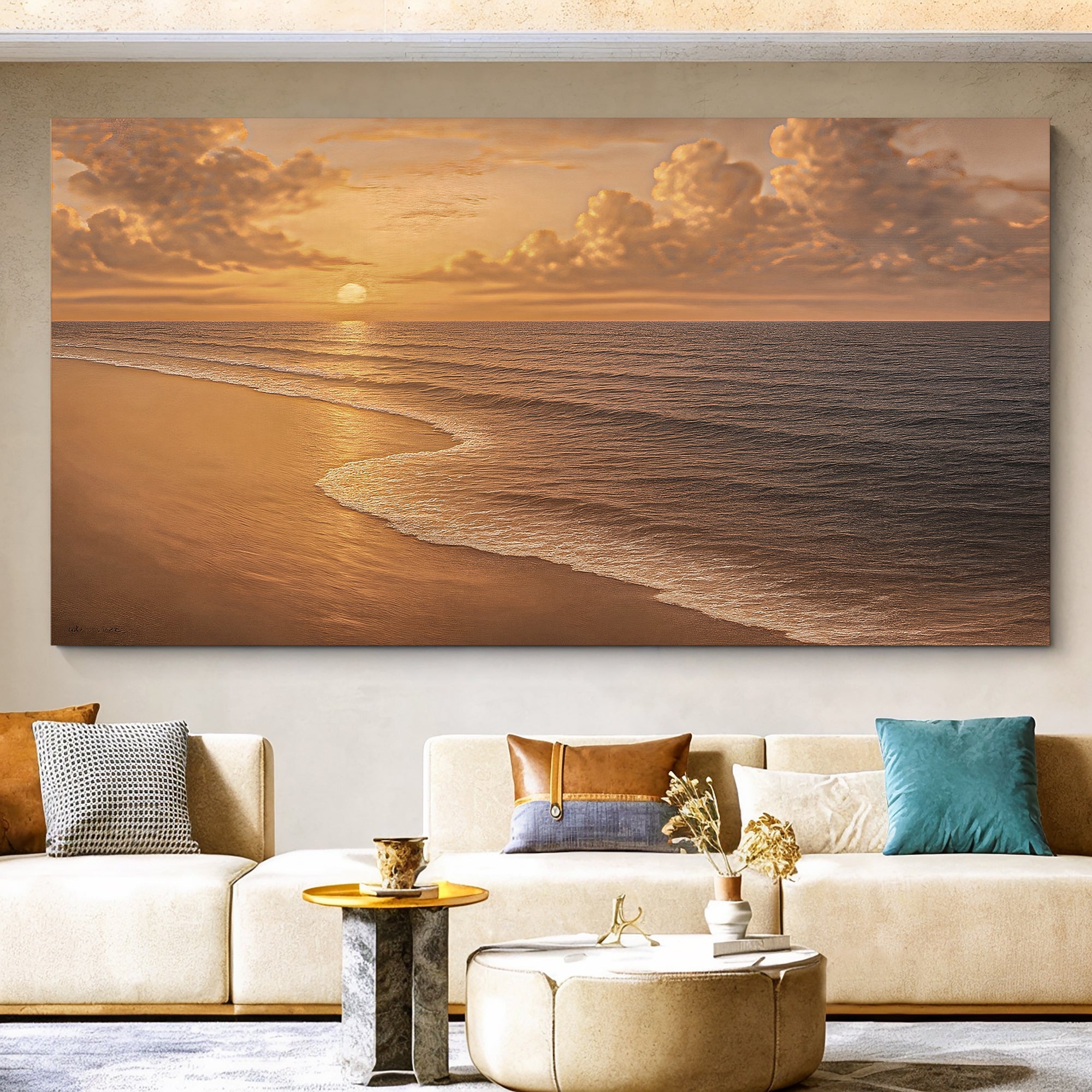 Beach Shoreline Coastal Canvas Wall Art (Version 1)