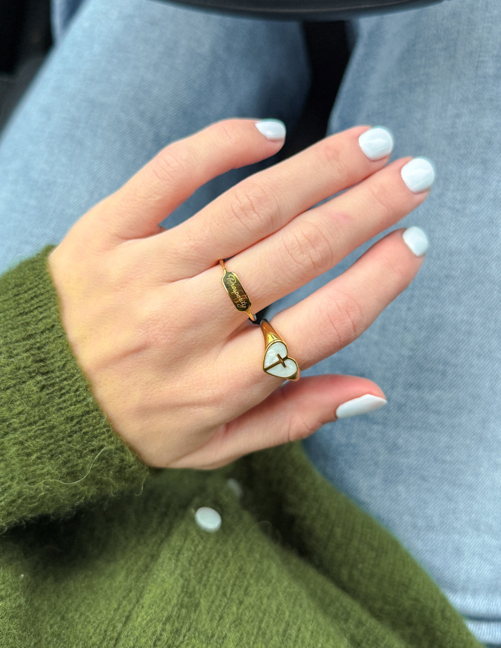 Enamel Heart Cross Ring — Faith & Love