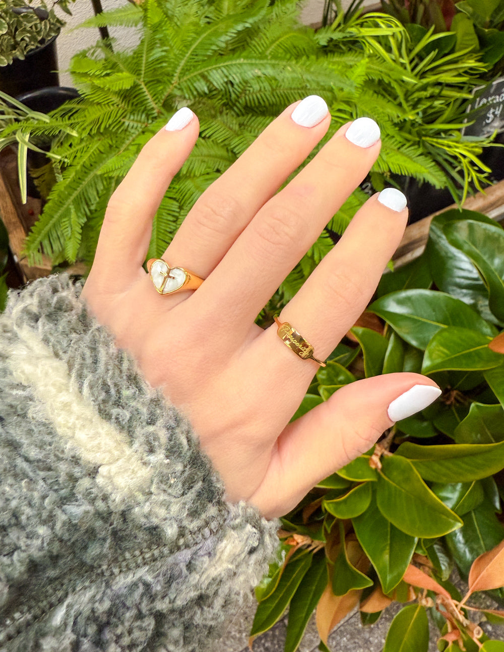 Enamel Heart Cross Ring — Faith & Love