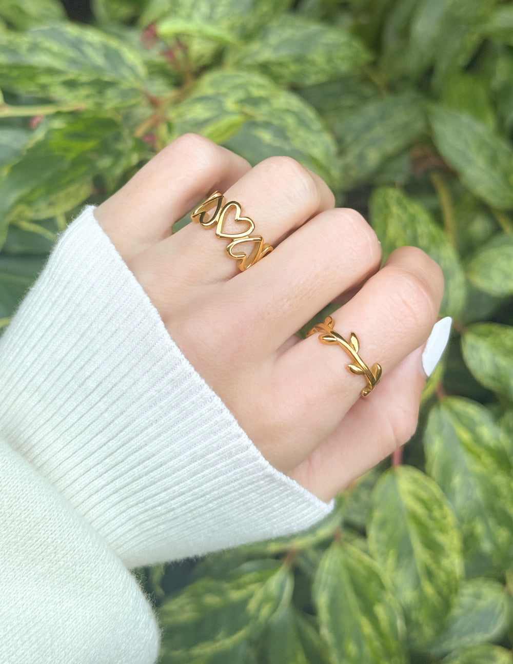 Dainty Olive Branch Ring — Peace