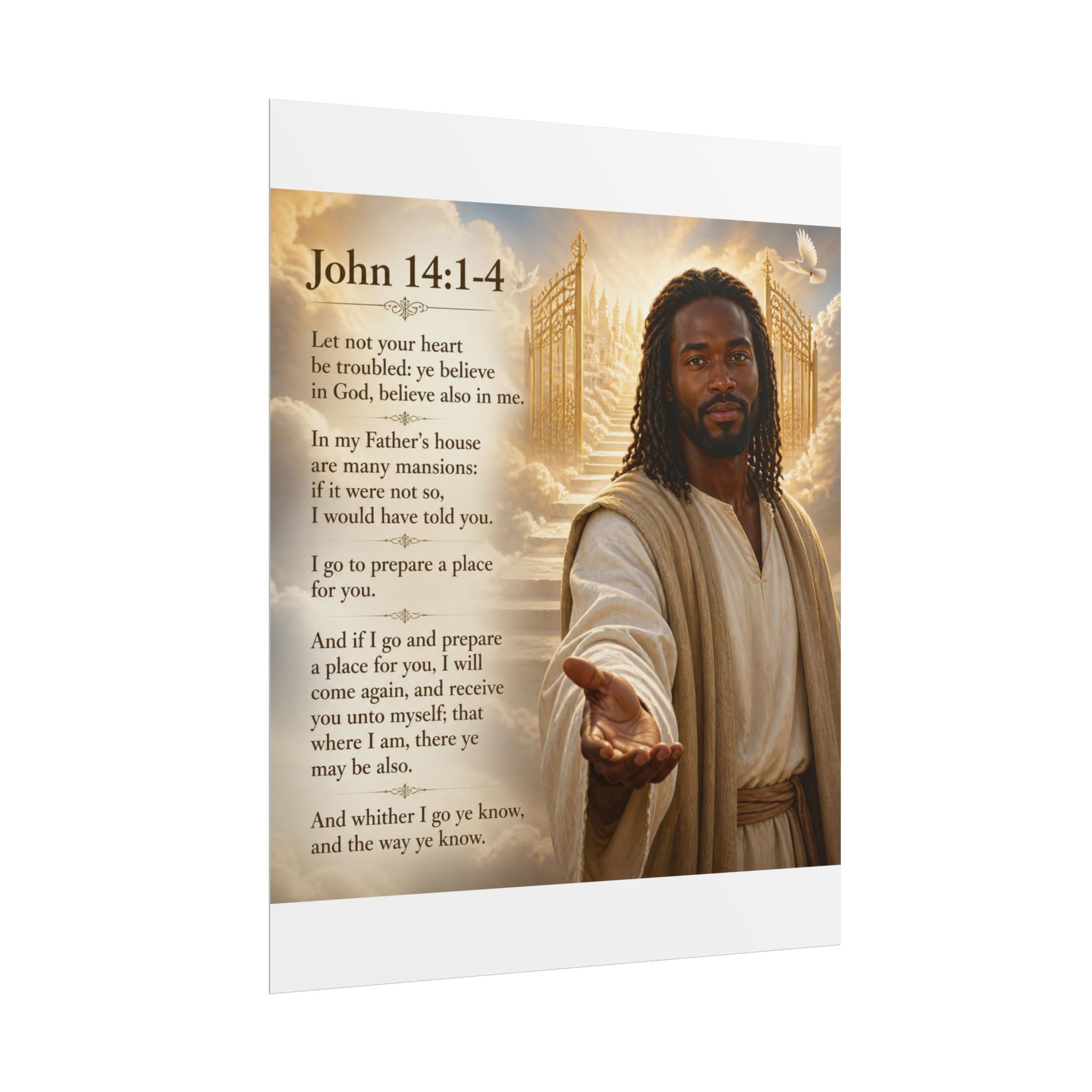 John 14:1-4 Jesus with Open Hand Rolled Poster