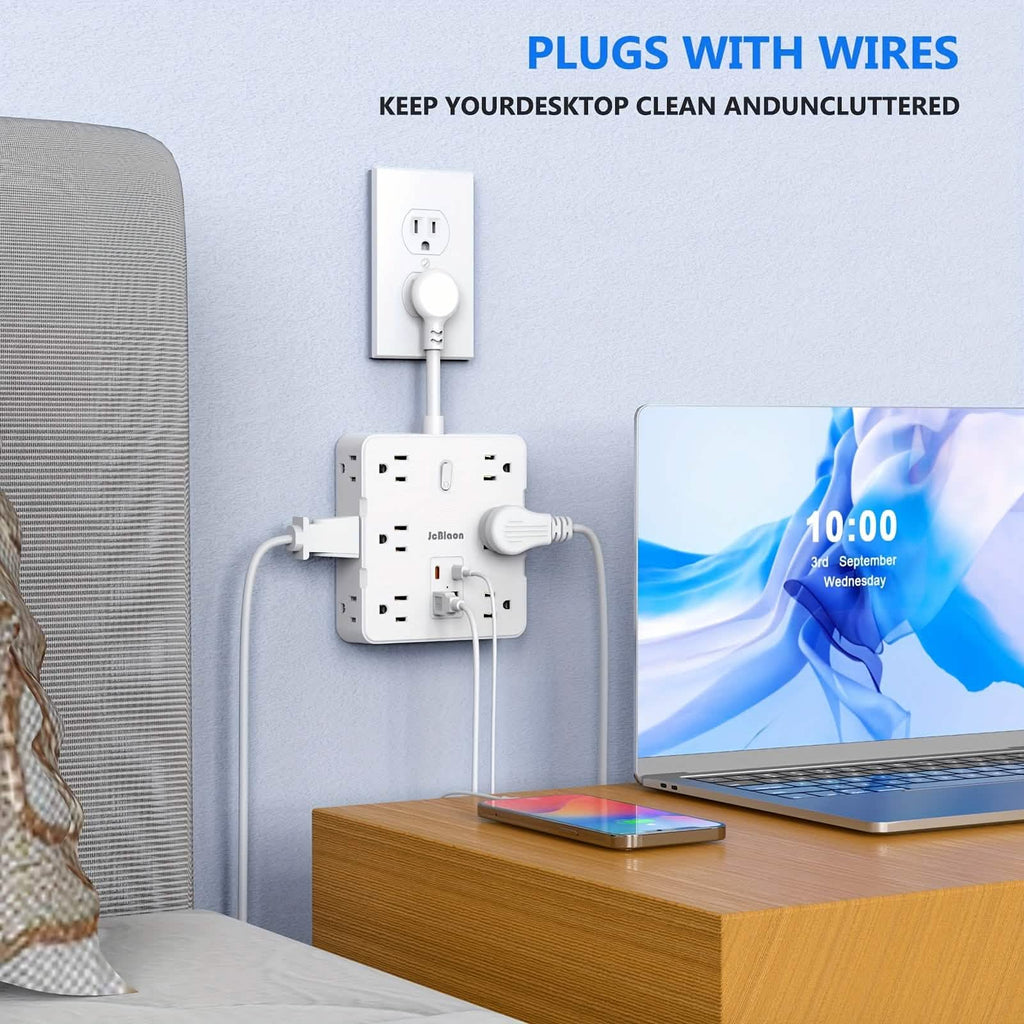 16-in-1 Power Strip (12 AC Outlets & 4 USB Ports) – White