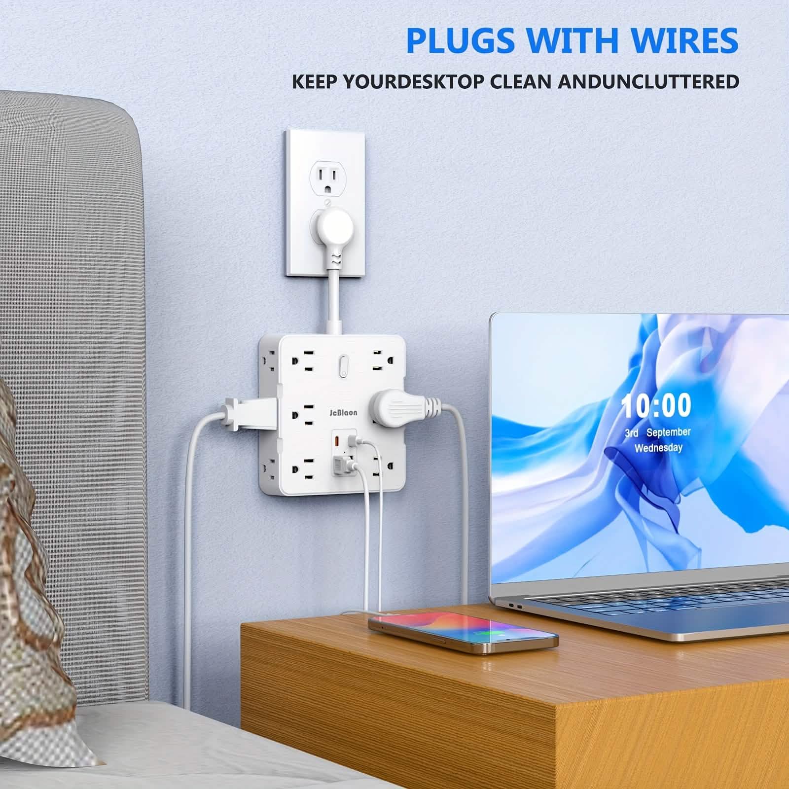 16-in-1 Power Strip (12 AC Outlets & 4 USB Ports) – White