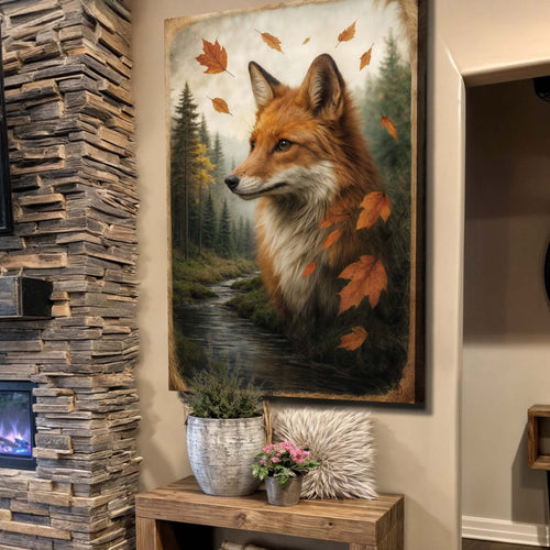 Autumn Fox Double Exposure — Canvas Wall Art