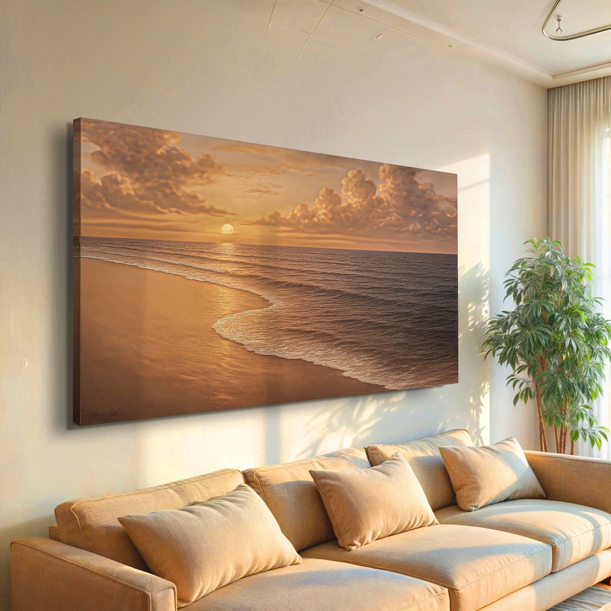 Beach Shoreline Coastal Canvas Wall Art (Version 1)