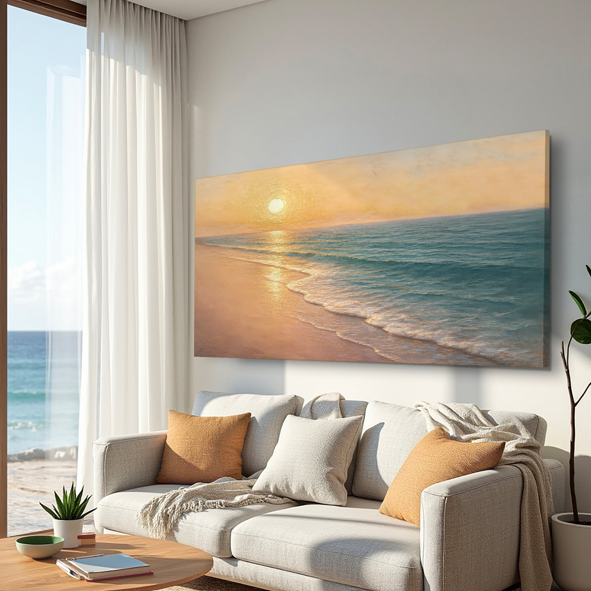 Beach Shoreline Coastal Canvas Wall Art (Version 2)