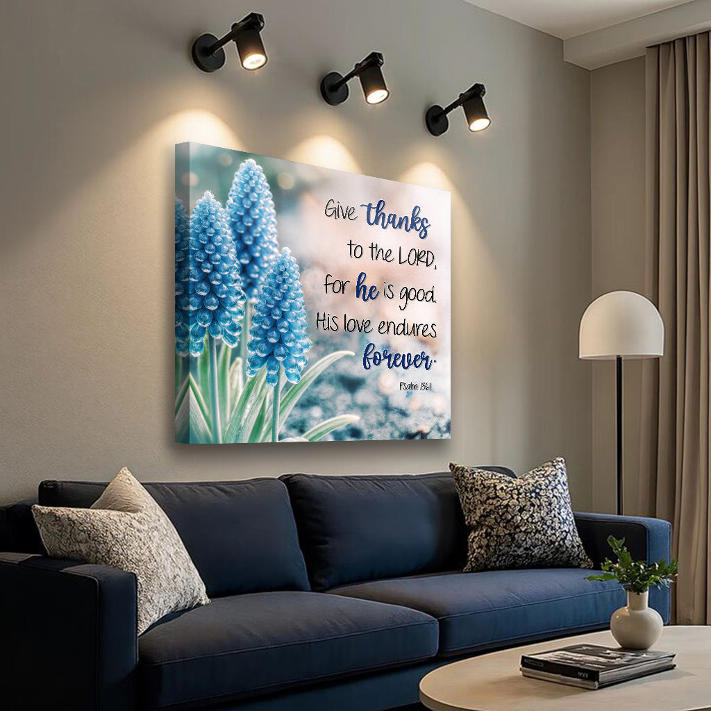 Psalm 136:1 Give Thanks to the Lord Canvas Wall Art