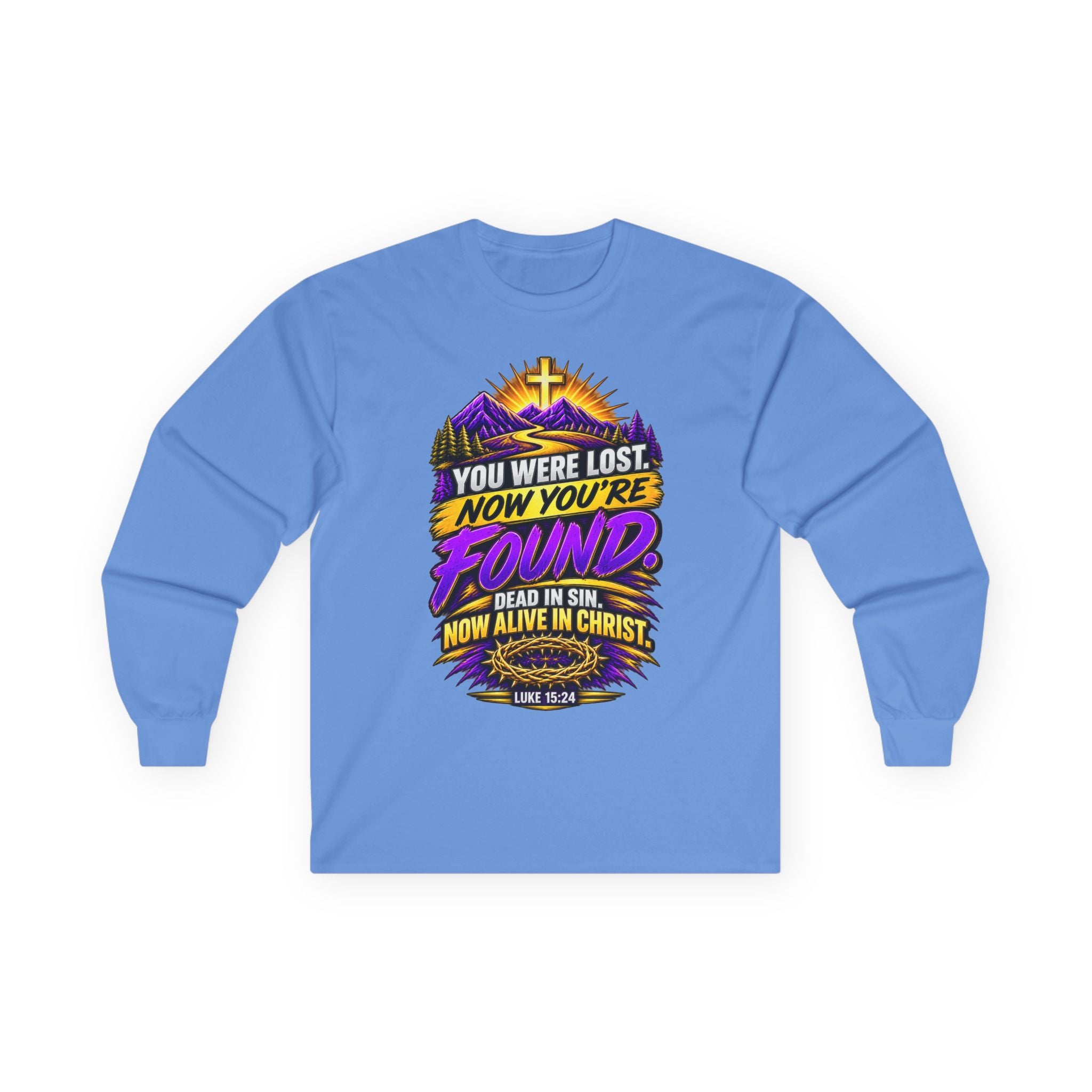 Long Sleeve Tee — "Found" Christian Faith Design (Acts 4:12)