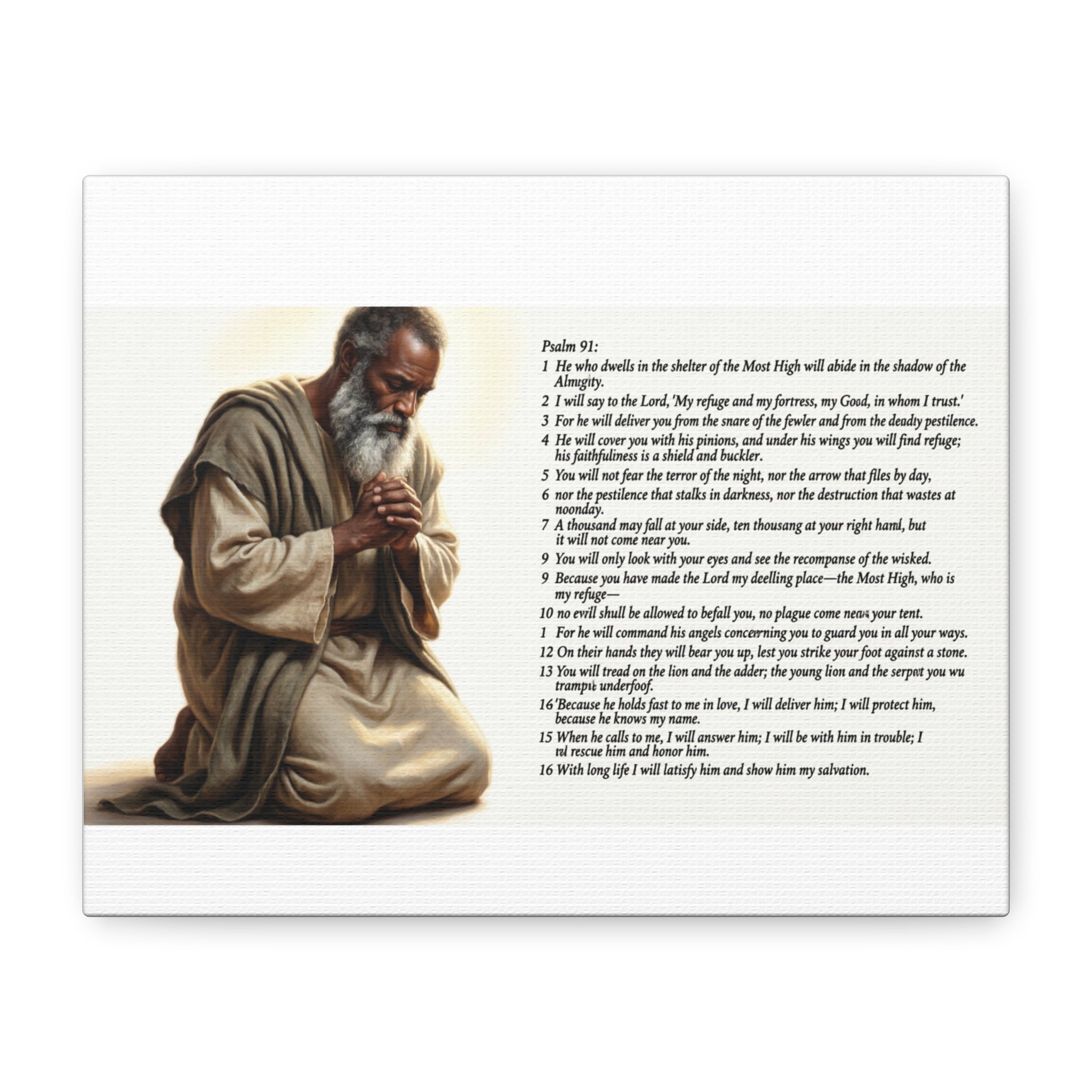 Psalm 91 Prayer Canvas Wall Art – Kneeling Man
