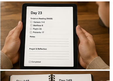 NASB fillable daily Bible reading page mockup