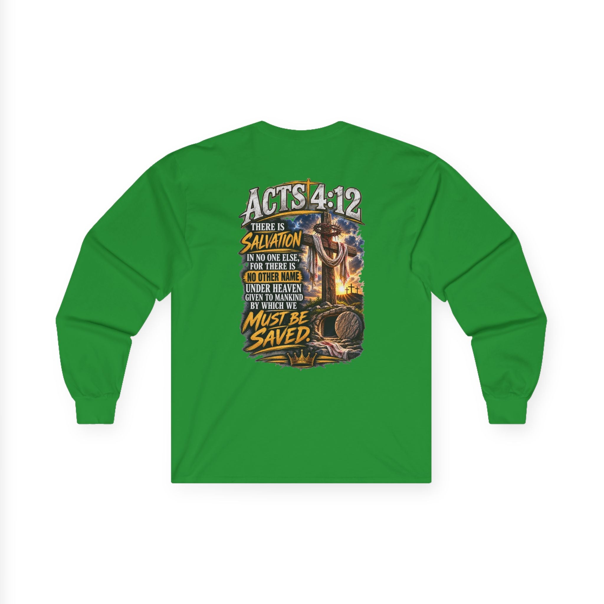 Long Sleeve Tee — "Found" Christian Faith Design (Acts 4:12)