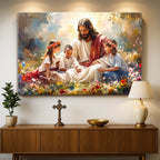 Jesus with Children — Faith Canvas Wall Art