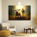 Jesus Running After a Lost Lamb — Faith Canvas Wall Art