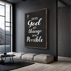 Matthew 19:26 — With God All Things Are Possible Faith Sign Canvas
