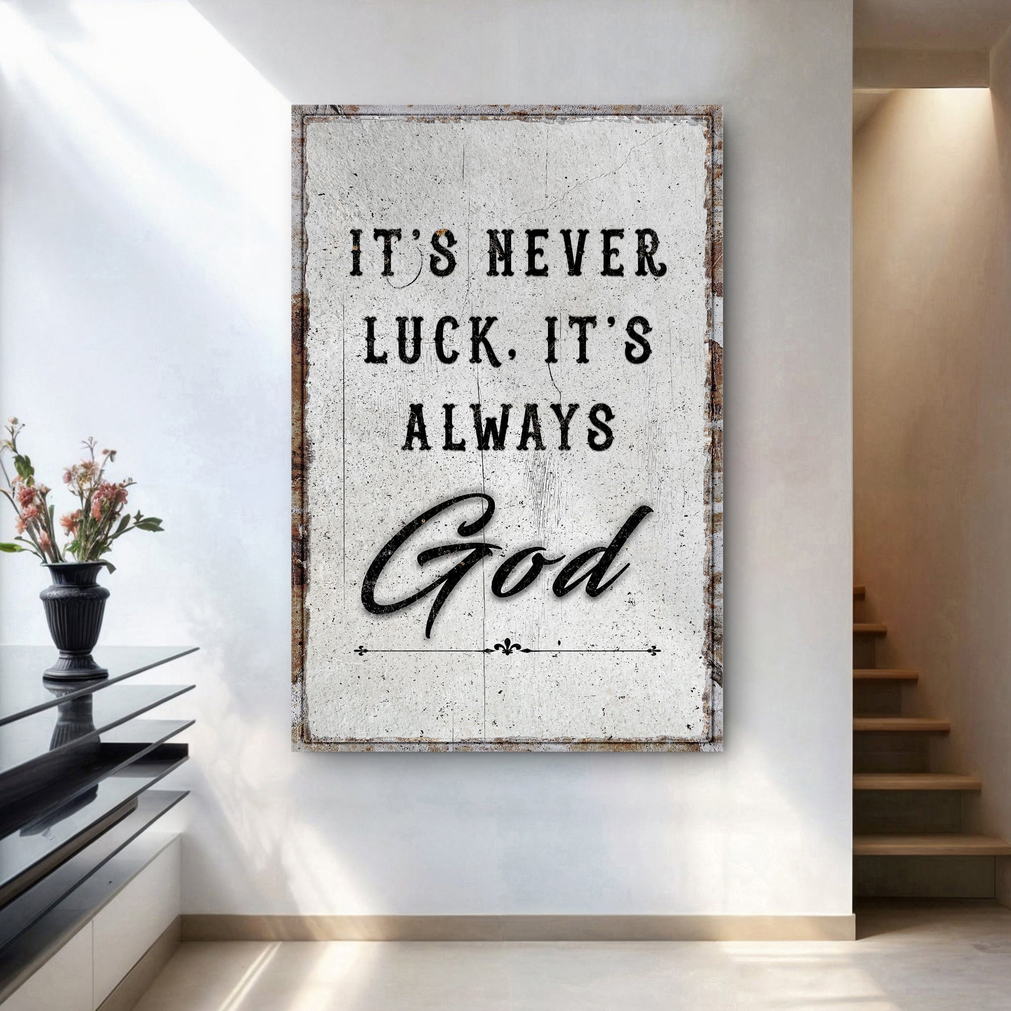 It's Never Luck, It's Always God – Christian Canvas Wall Art