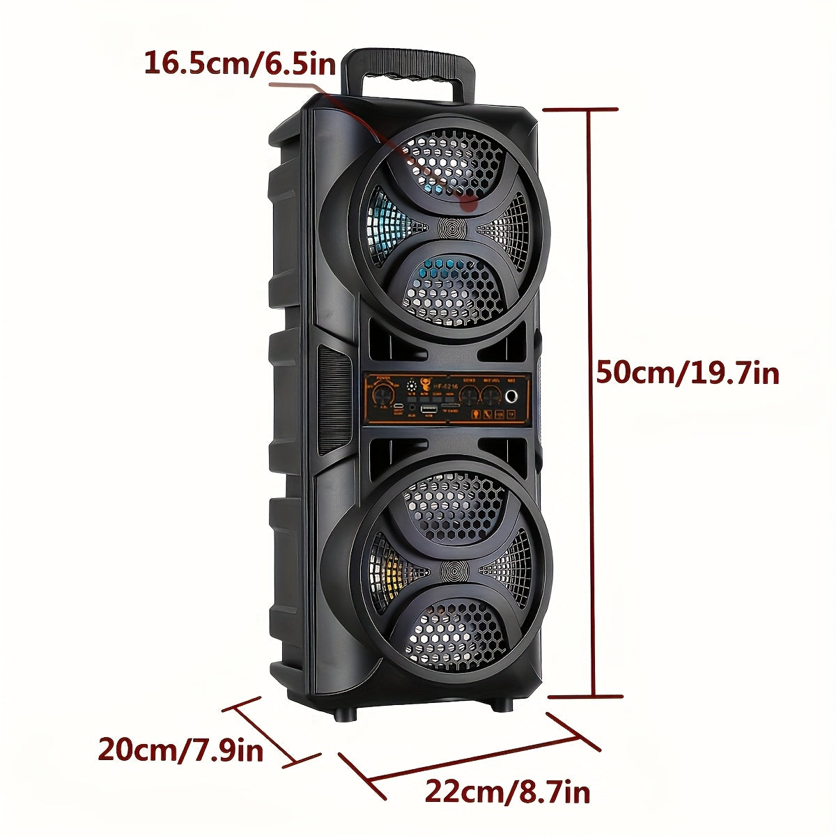 Portable Bluetooth Speaker with Subwoofer & Dual 6.5" LED Woofers
