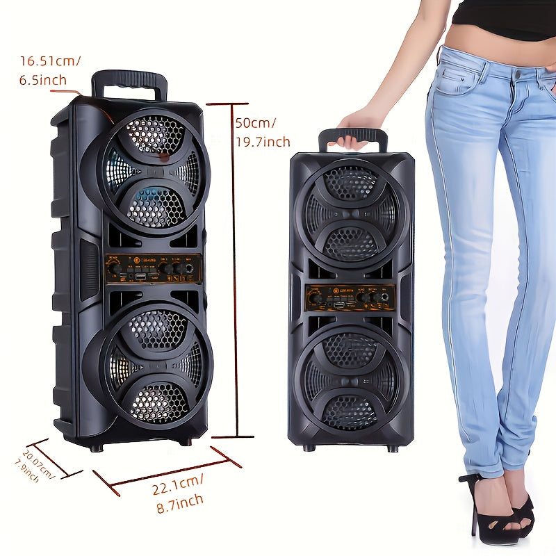 Portable Bluetooth Speaker with Subwoofer & Dual 6.5" LED Woofers