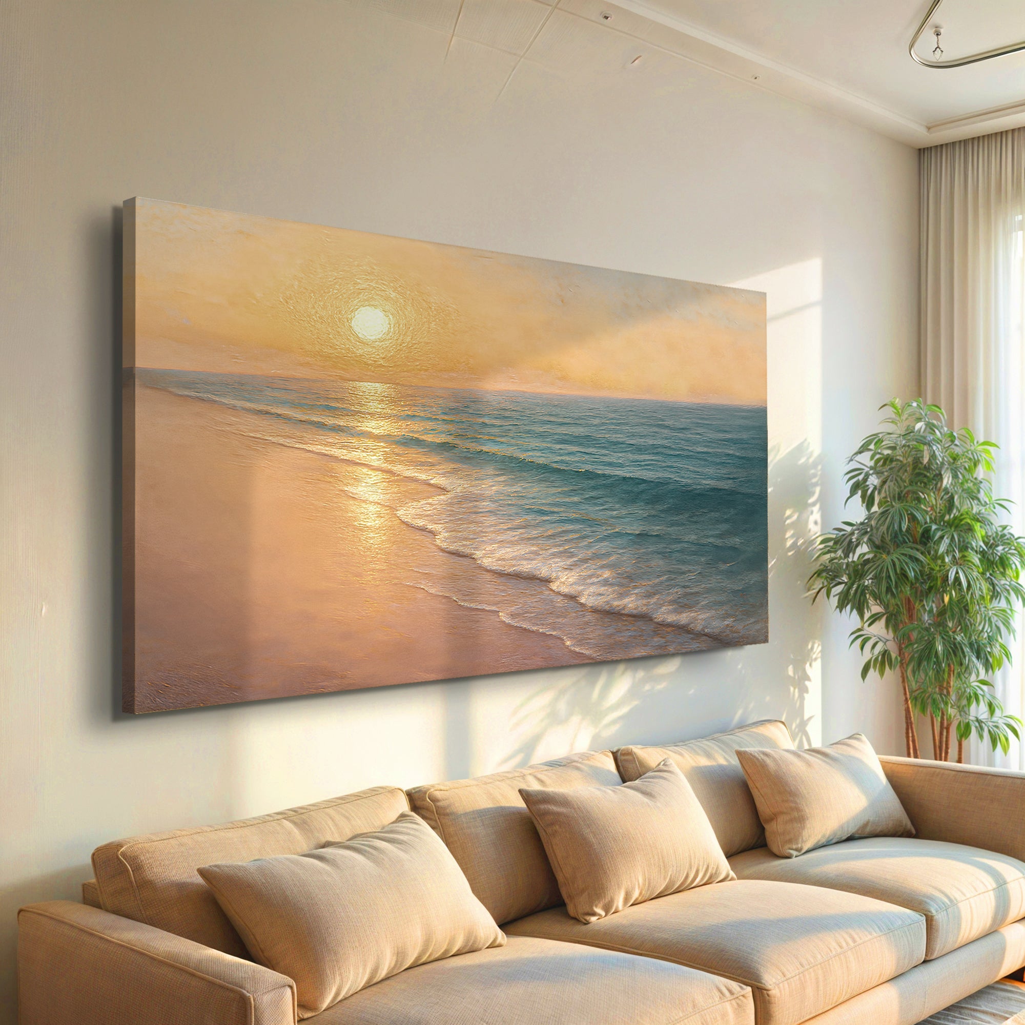 Beach Shoreline Coastal Canvas Wall Art (Version 2)