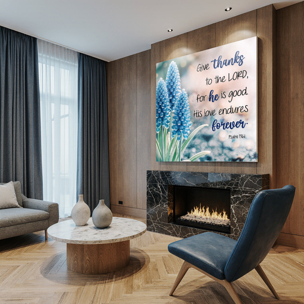 Psalm 136:1 Give Thanks to the Lord Canvas Wall Art