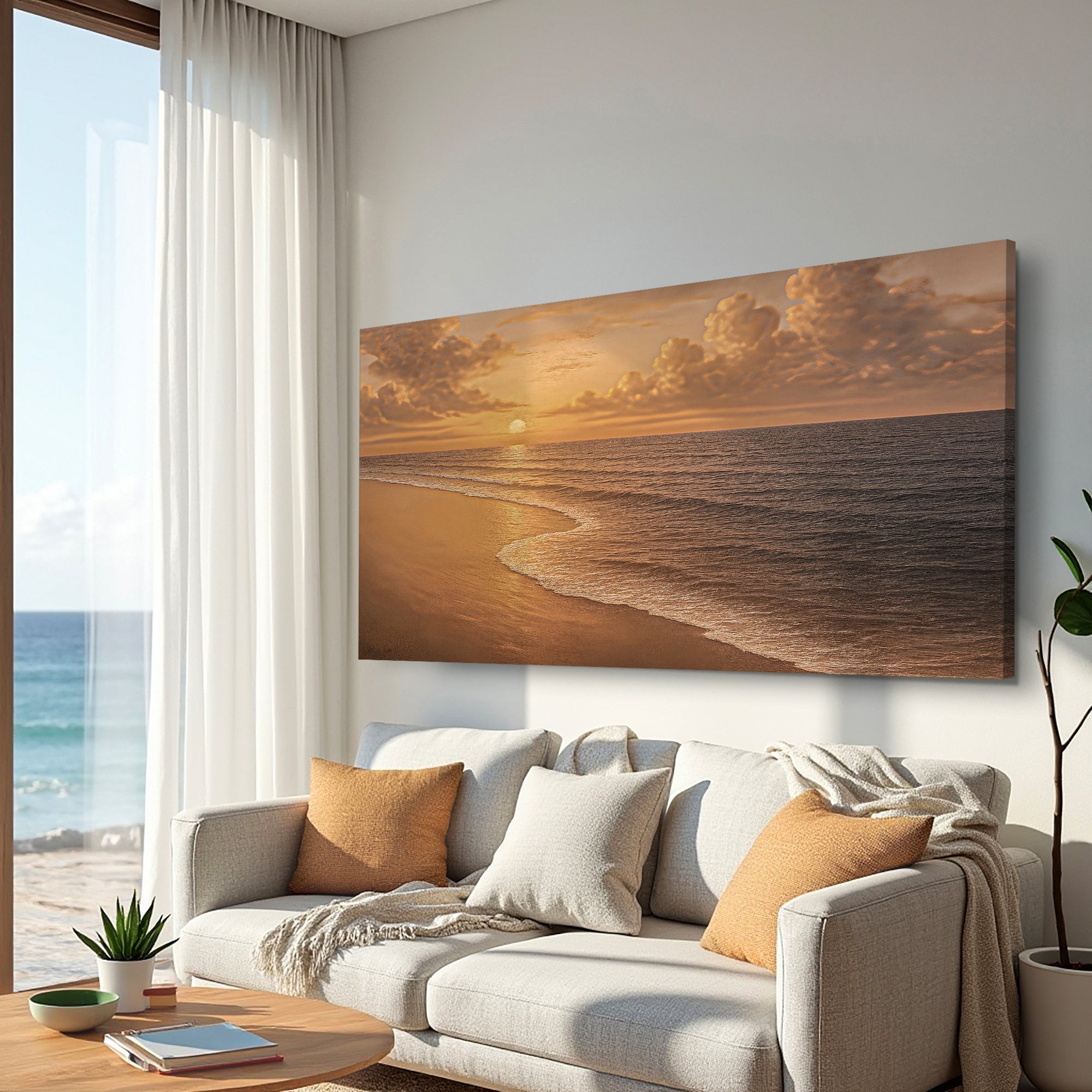 Beach Shoreline Coastal Canvas Wall Art (Version 1)