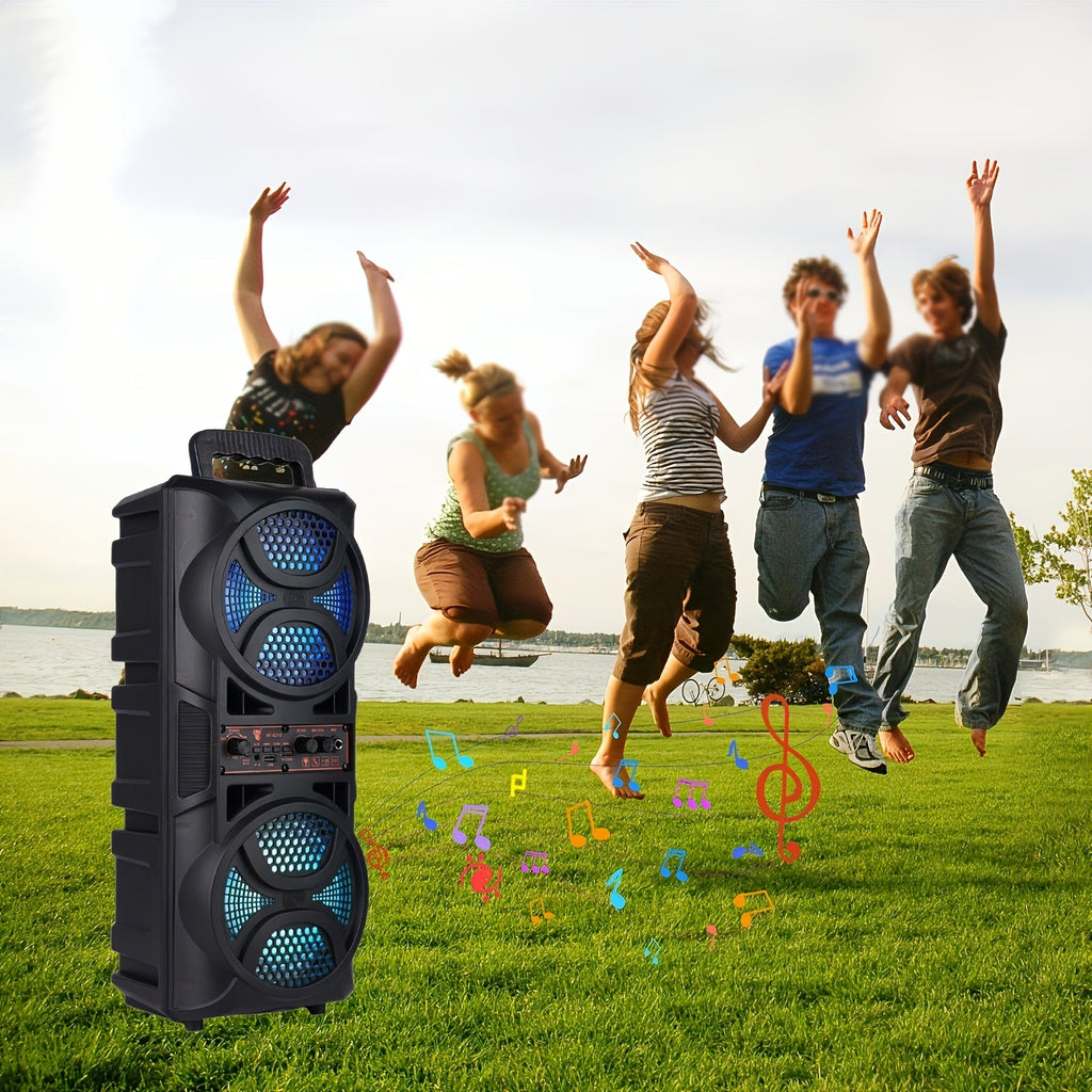 Portable Bluetooth Speaker with Subwoofer & Dual 6.5" LED Woofers