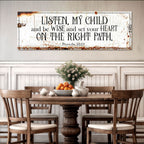 Proverbs 23:19 — Set Your Heart on the Right Path Canvas Wall Art