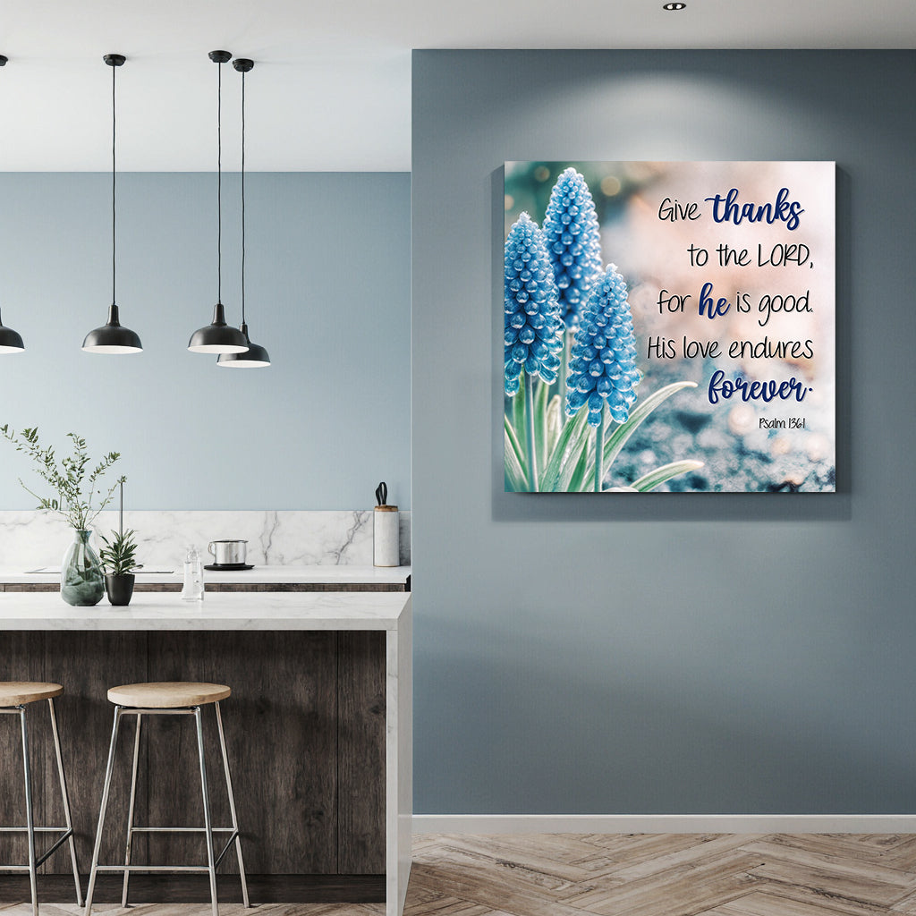 Psalm 136:1 Give Thanks to the Lord Canvas Wall Art