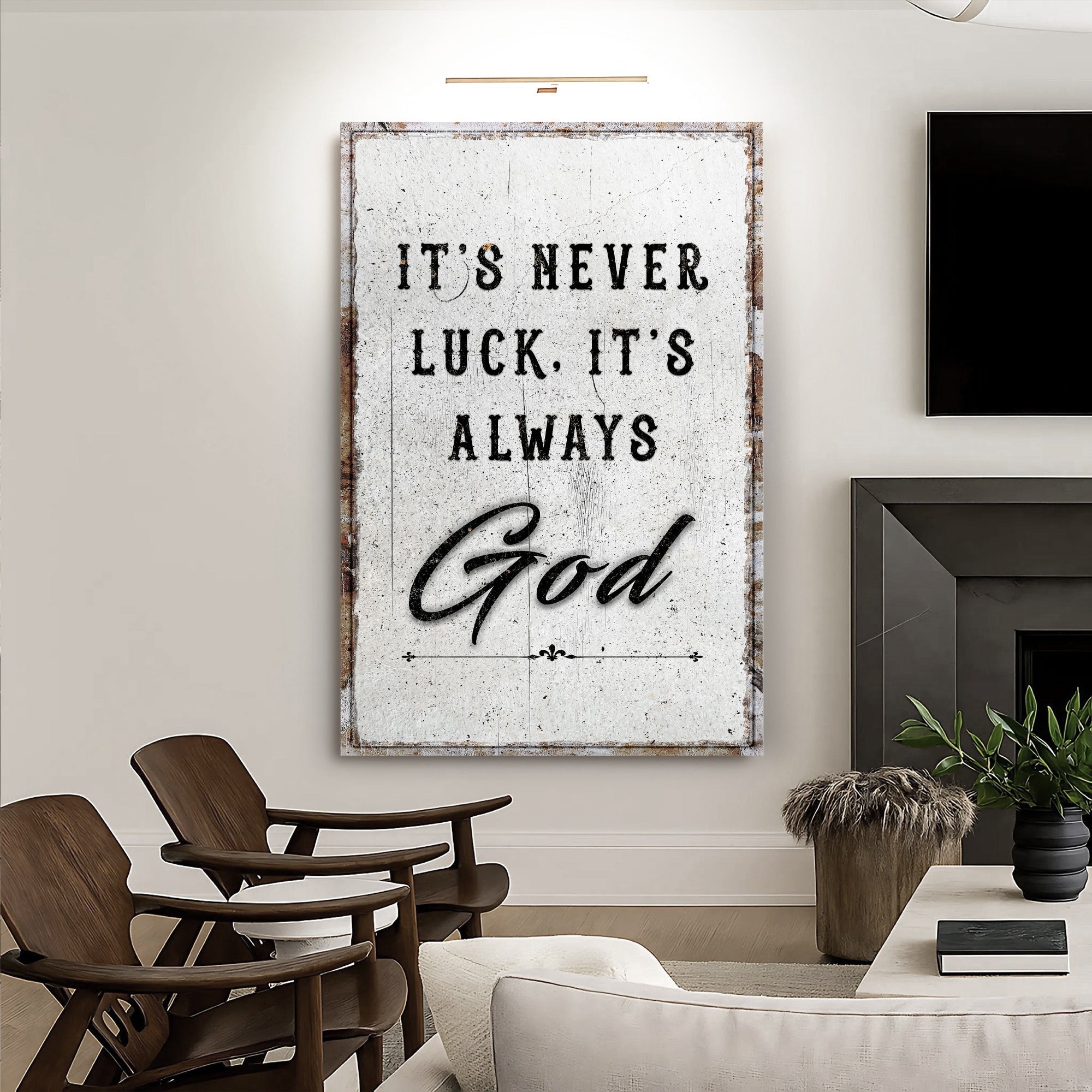 It's Never Luck, It's Always God – Christian Canvas Wall Art