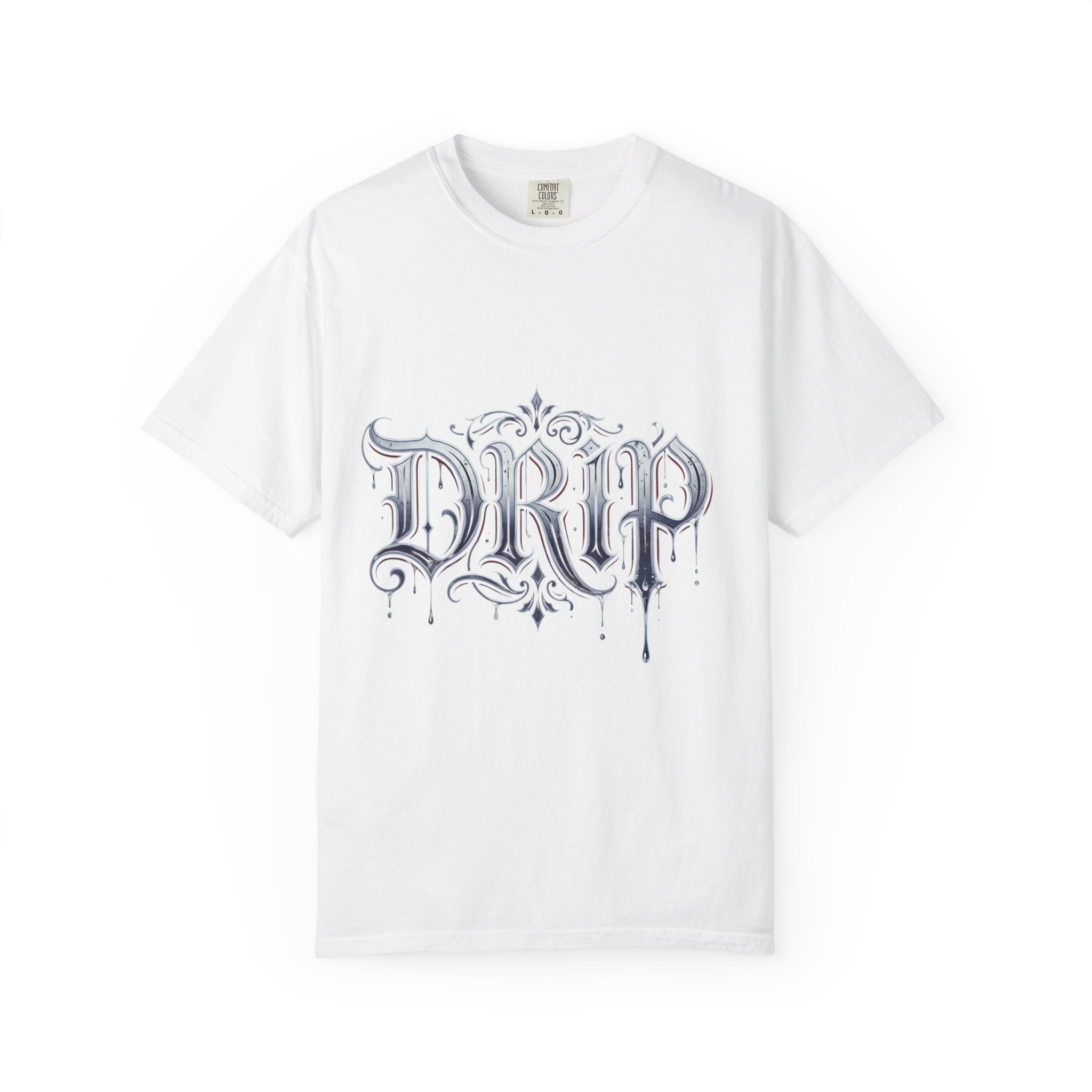 Drip Gothic Script T‑Shirt — Ornate Dripping Lettering Tee