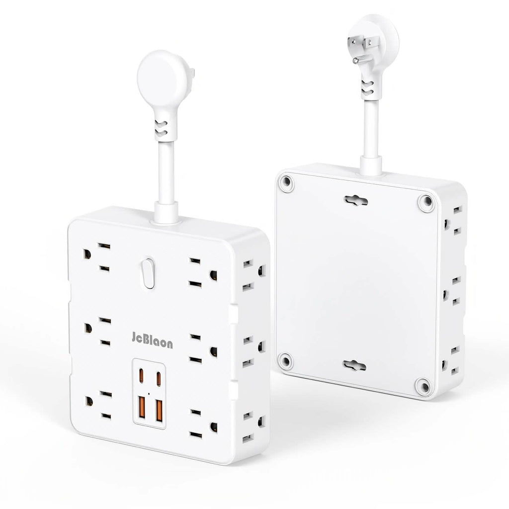 16-in-1 Power Strip (12 AC Outlets & 4 USB Ports) – White