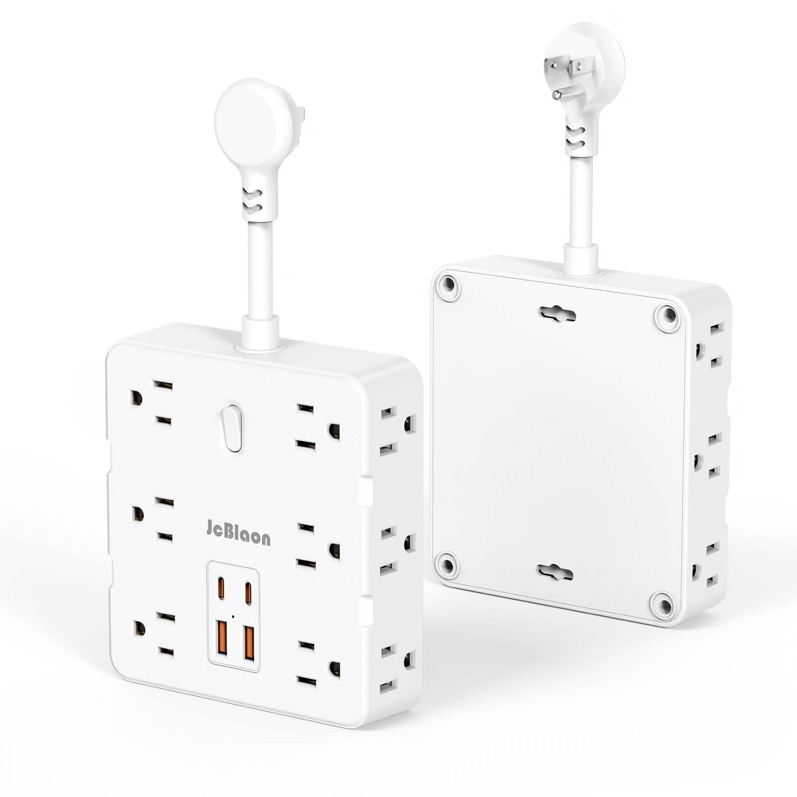 16-in-1 Power Strip (12 AC Outlets & 4 USB Ports) – White