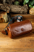 Chestnut PU Leather Flap Shoulder Bag with Retro Wide Strap